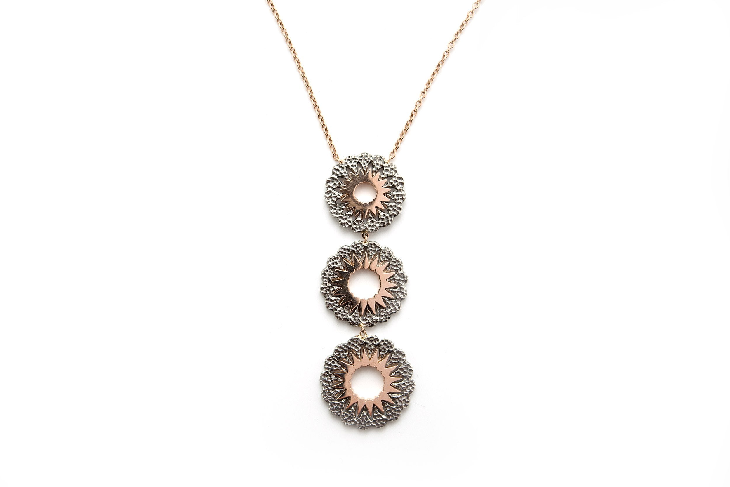 Triple shimmer online brass necklace