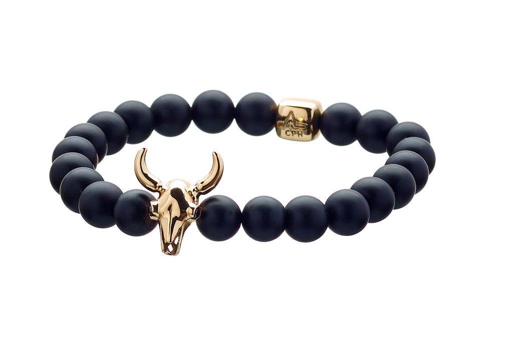Lluks Bull Skull | Bracelet | 18K Gold & Black Diamonds