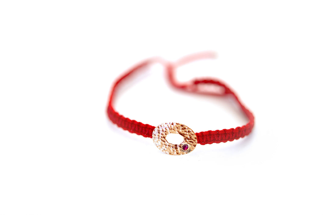 Joy Bracelet Ruby Gold Red Braided