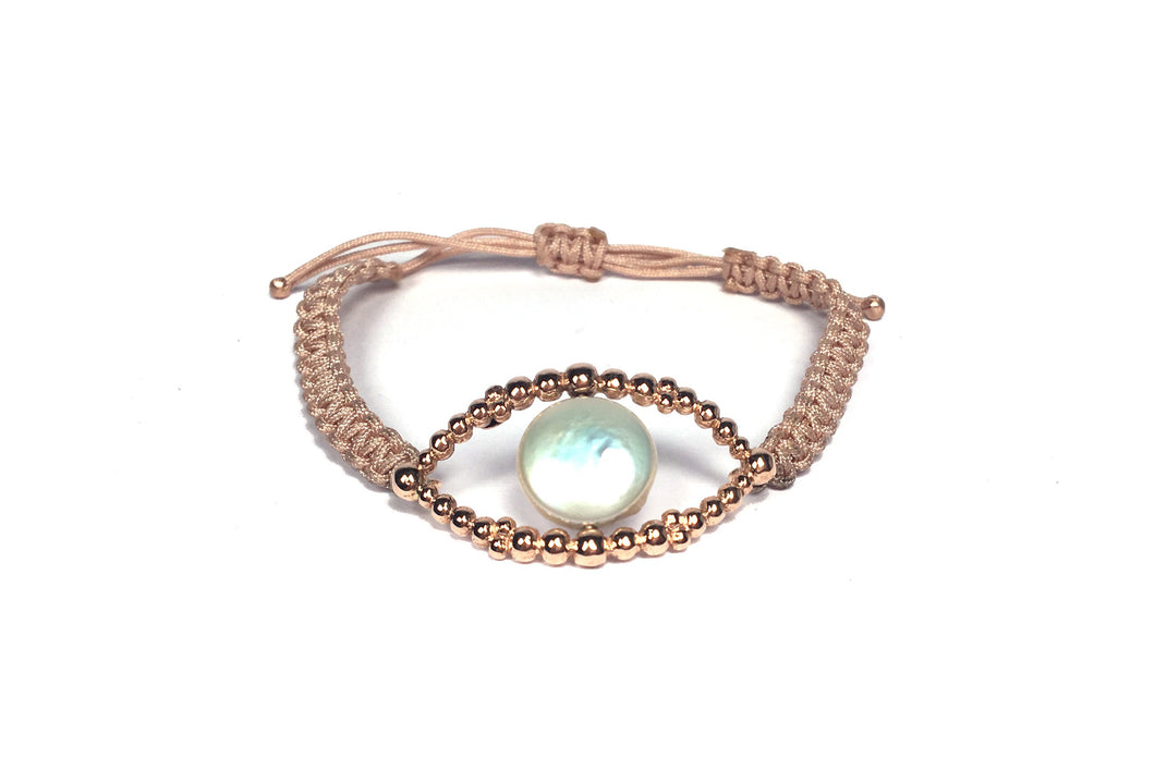 Protecting Eye Bracelet Pearl Beige